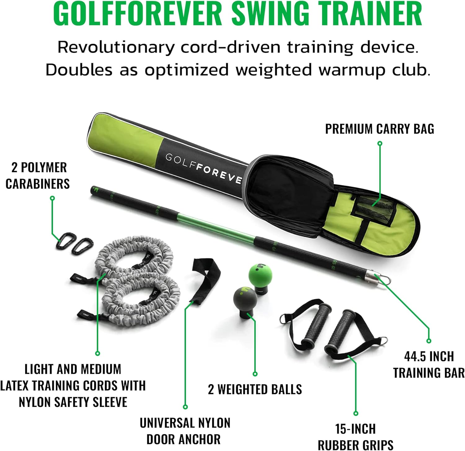 GolfForever Swing Trainer Aid Kit Proven by Golfer Scottie Scheffler | Premium Golf Training Aid Equipment to Improve Strength Flexibility Golf Swing Posture | Includes 30Day Training Video Access